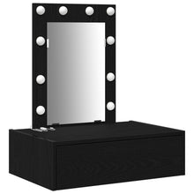 Wandkaptafel Verlichting - 60 x 40 x 70 cm Zwart eiken met LED