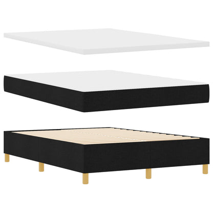Boxspring Bed Met Matras & Bank Stof Zwart 140 x 200 cm Knop tufted