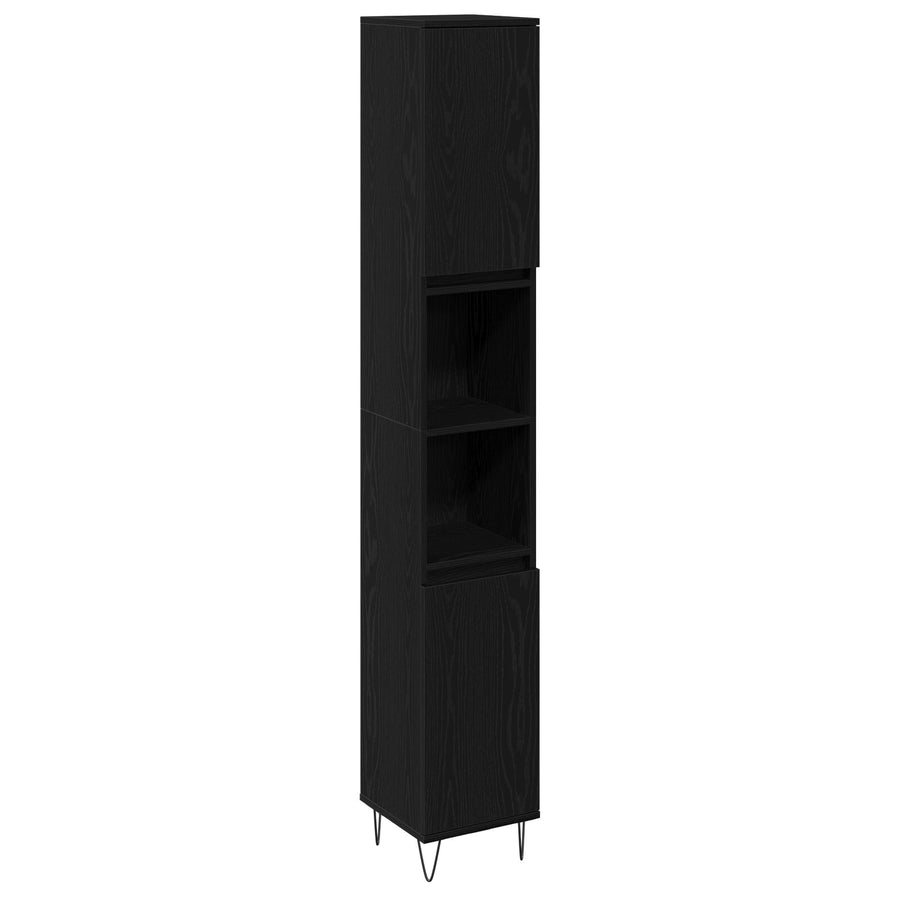 Badkamerkast 30X30X190 Cm Geengineerd Hout Zwart eiken