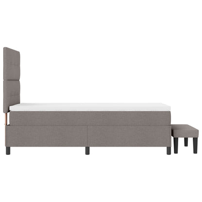 Boxspring Bed Met Matras & Bank Stof Taupe 100 x 200 cm Knoop tufted