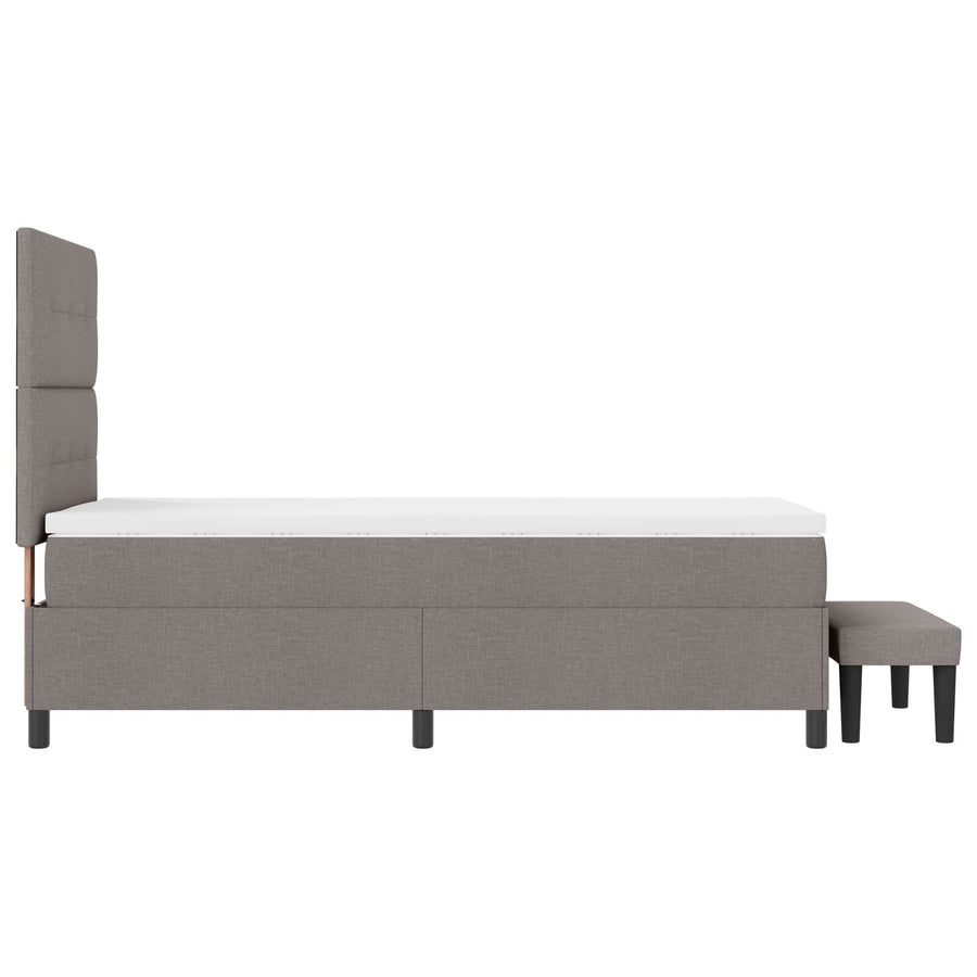 Boxspring Bed Met Matras & Bank Stof Taupe 100 x 200 cm Knoop tufted