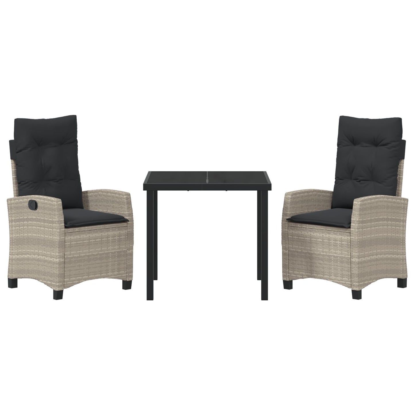 3-Delige Tuin Dining Set Met Kussens Lichtgrijs Poly Rattan