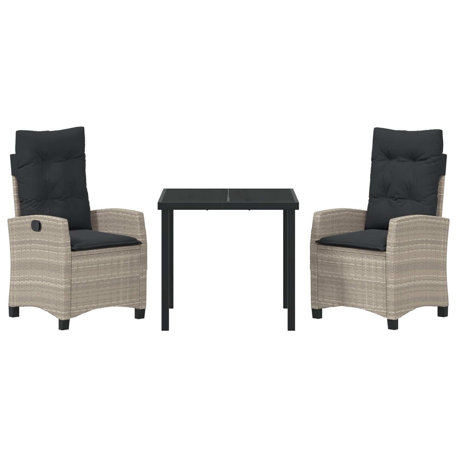 3-Delige Tuin Dining Set Met Kussens Lichtgrijs Poly Rattan