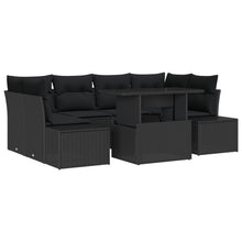 Tuin Sofa Set Set Van 7 Zwart Poly Riet, Glas Tuin Sofa Set