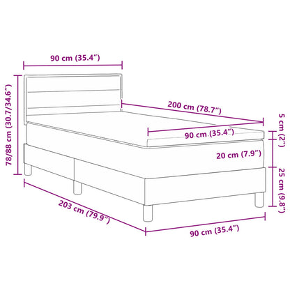 Boxspring Bed Met Matras Stof Taupe 90 x 200 cm Lijnen ontwerp