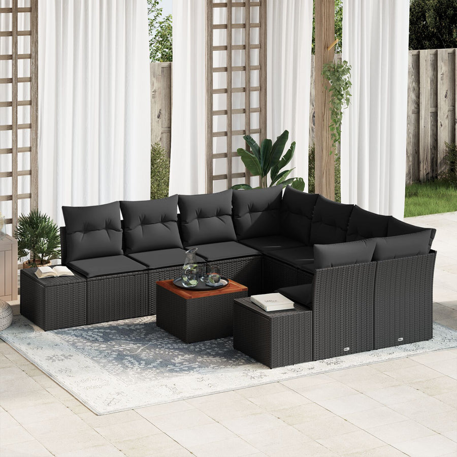 Tuin Sofa Set Set Van 9 Zwart Poly Rattan Tuin Sofa Set