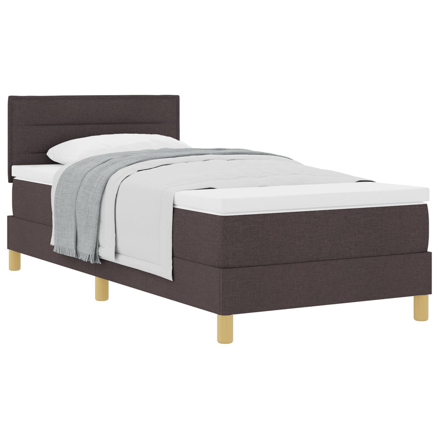Boxspringbed Met Matras Stof Donkerbruin 90 x 190 cm Lijnen ontwerp
