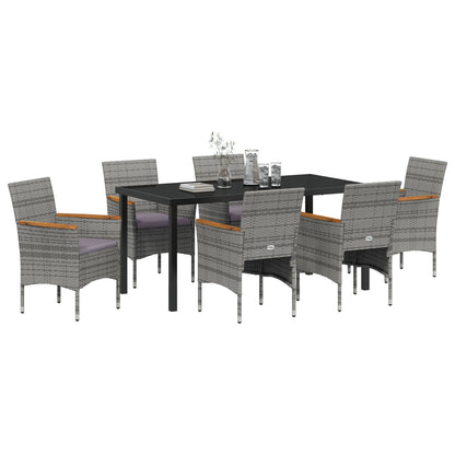 7-Delige Tuin Eetset Grijs Poly Rattan