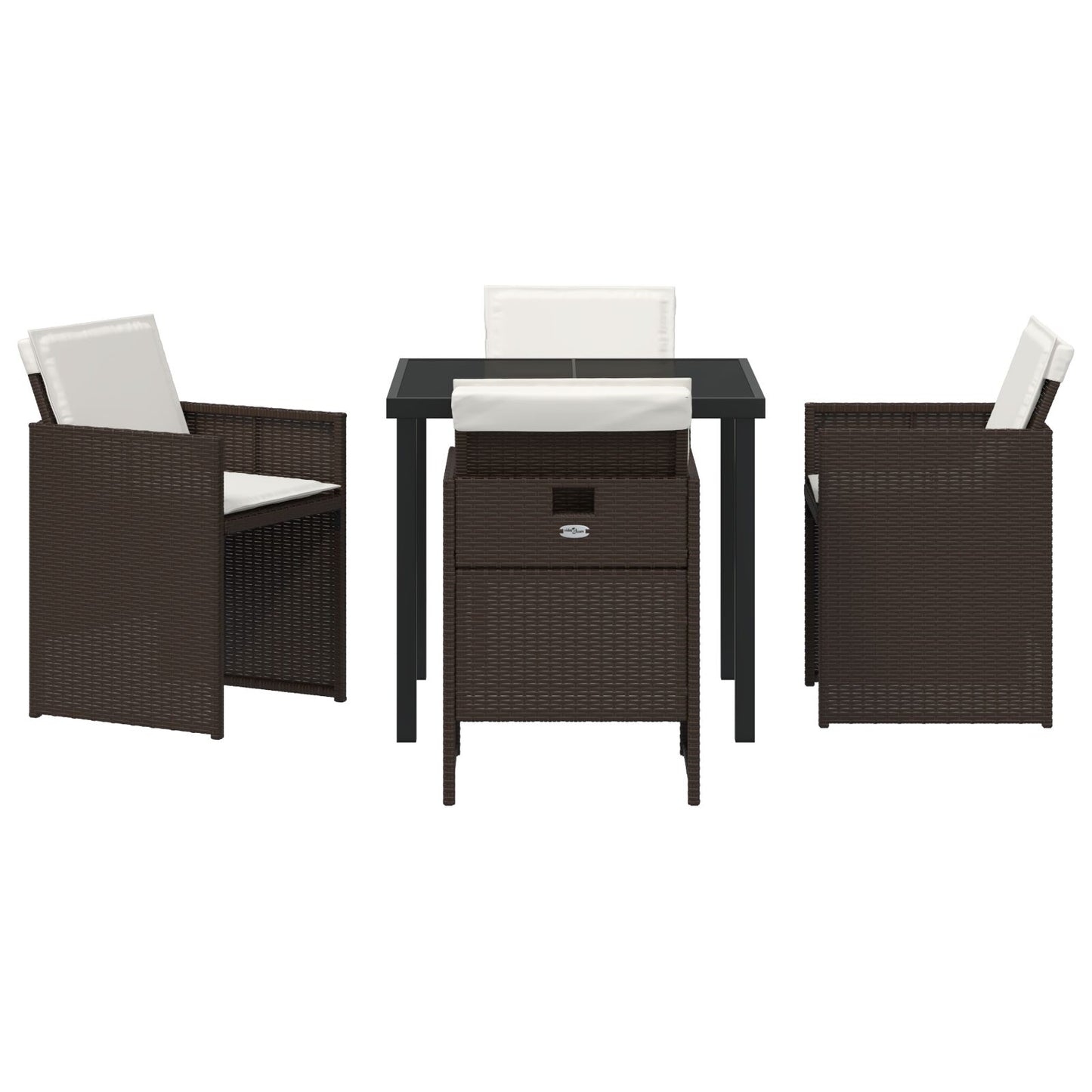 5-Delige Tuinset Met Kussens Bruin Poly Rattan