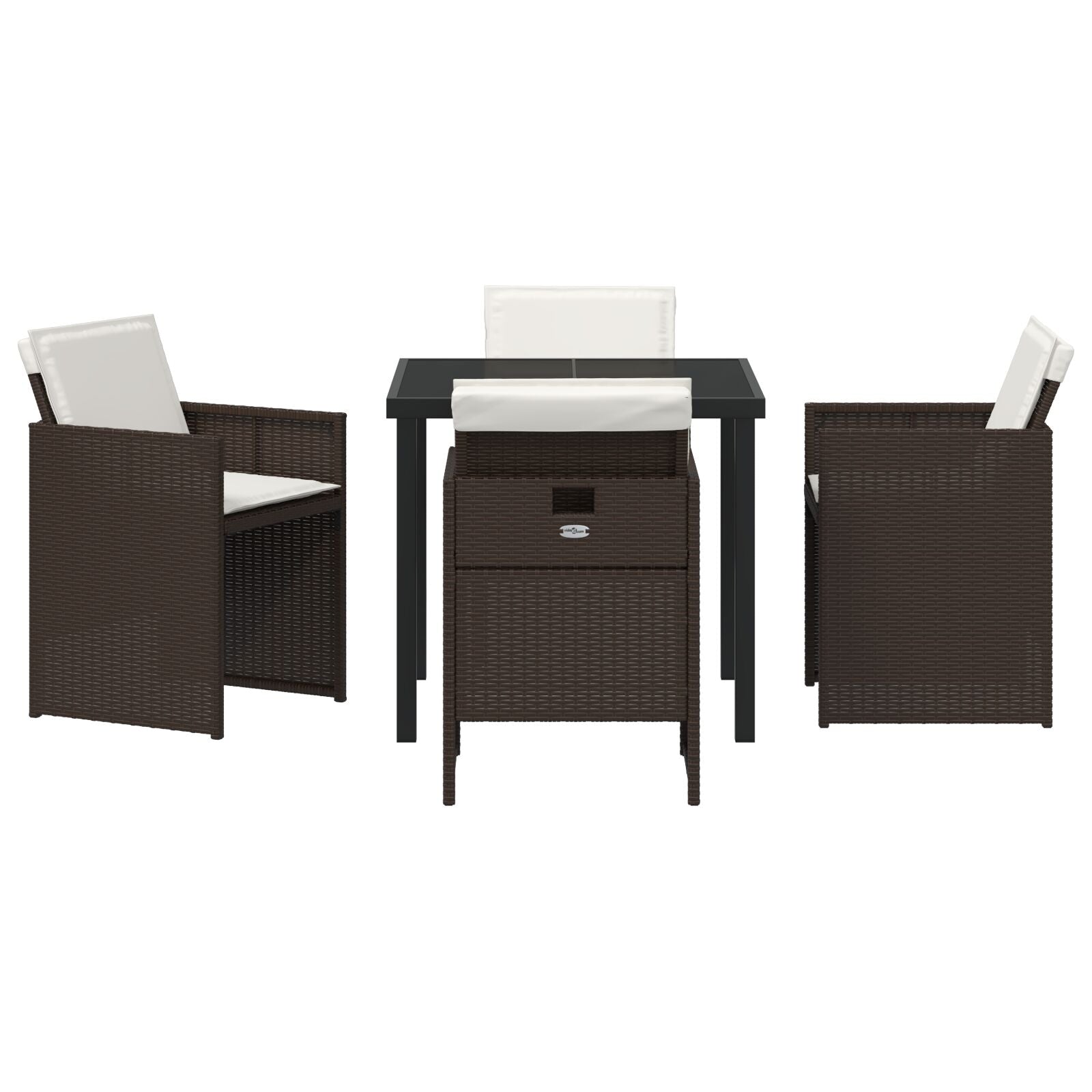 5-Delige Tuinset Met Kussens Bruin Poly Rattan
