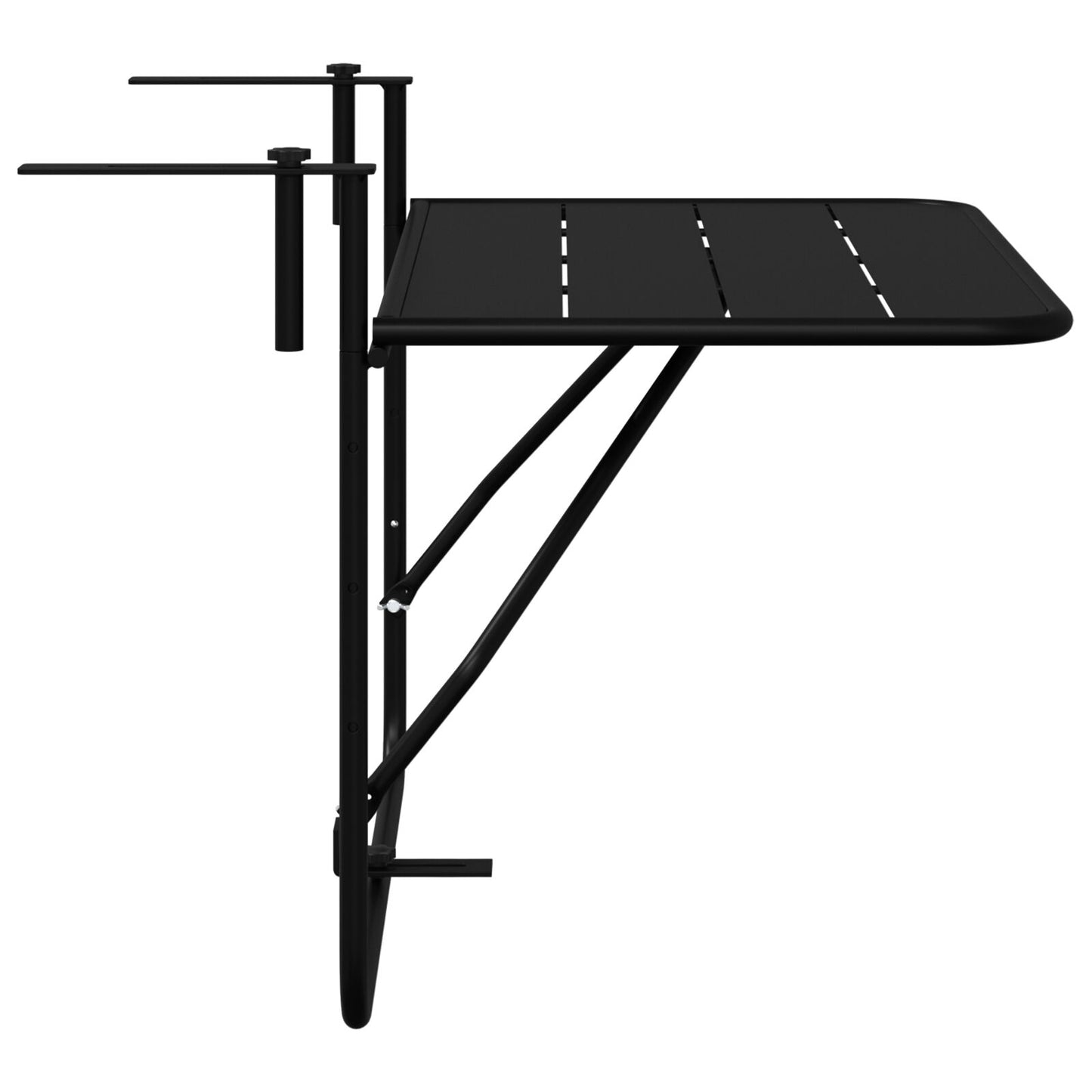 Hangende Balkon Tafel Vouwbaar 60X40 Cm Staal Zwart Latten ontwerp
