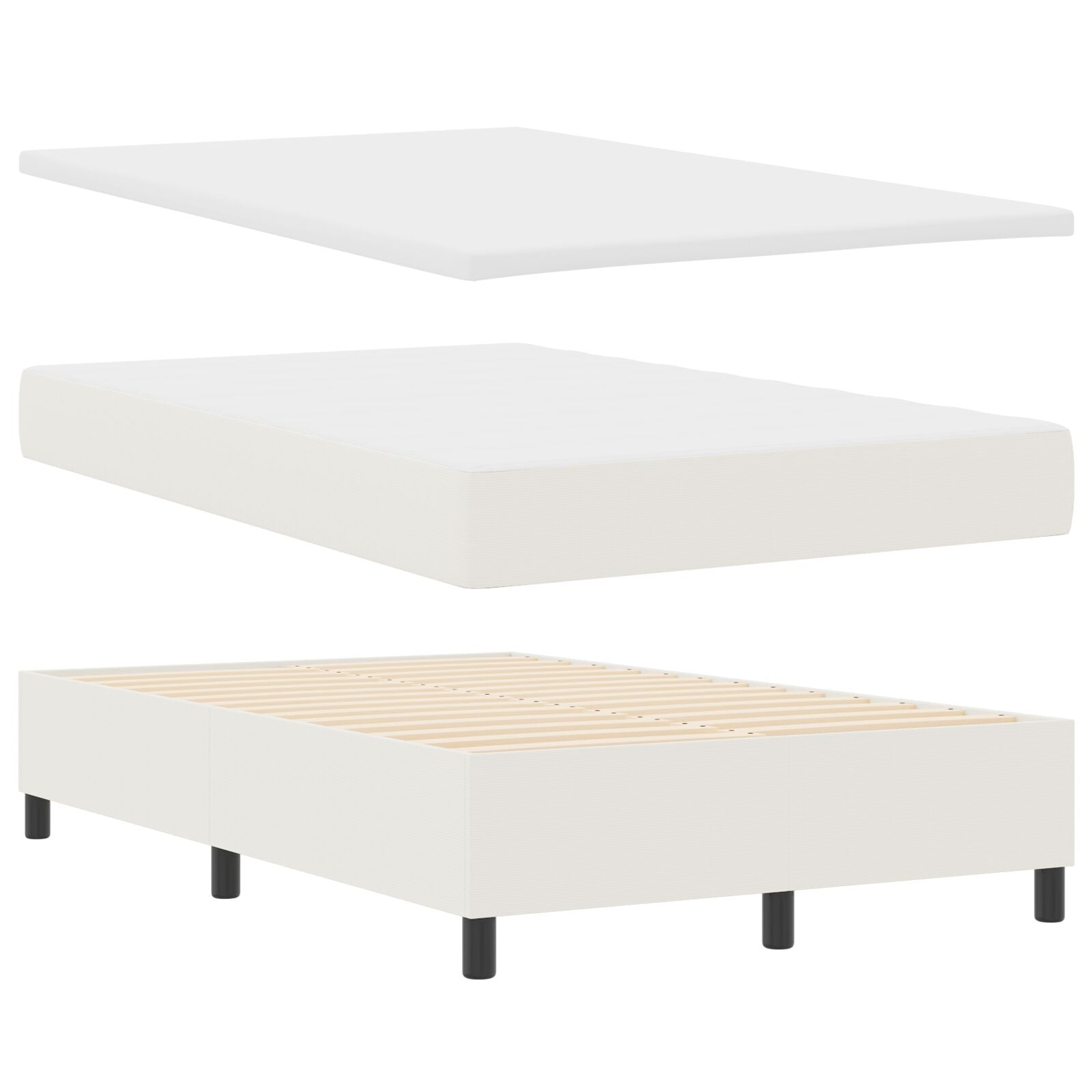 Boxspringbed Met Matras Crème Klein Dubbel Corduroy Stof
