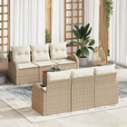 Tuinbankenset poly rattan 7-delig beige