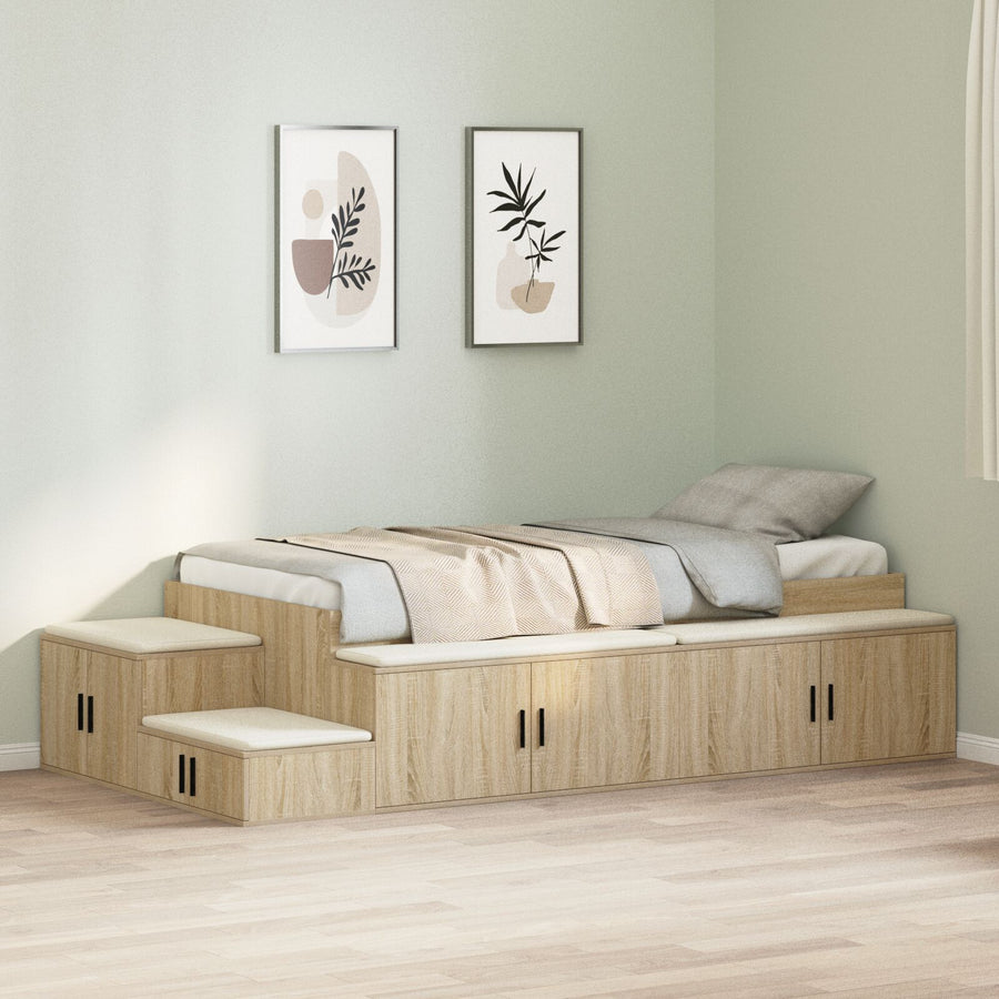 Opbergbedframe Sonoma Eiken 75X190 Cm Artisanaal Eiken