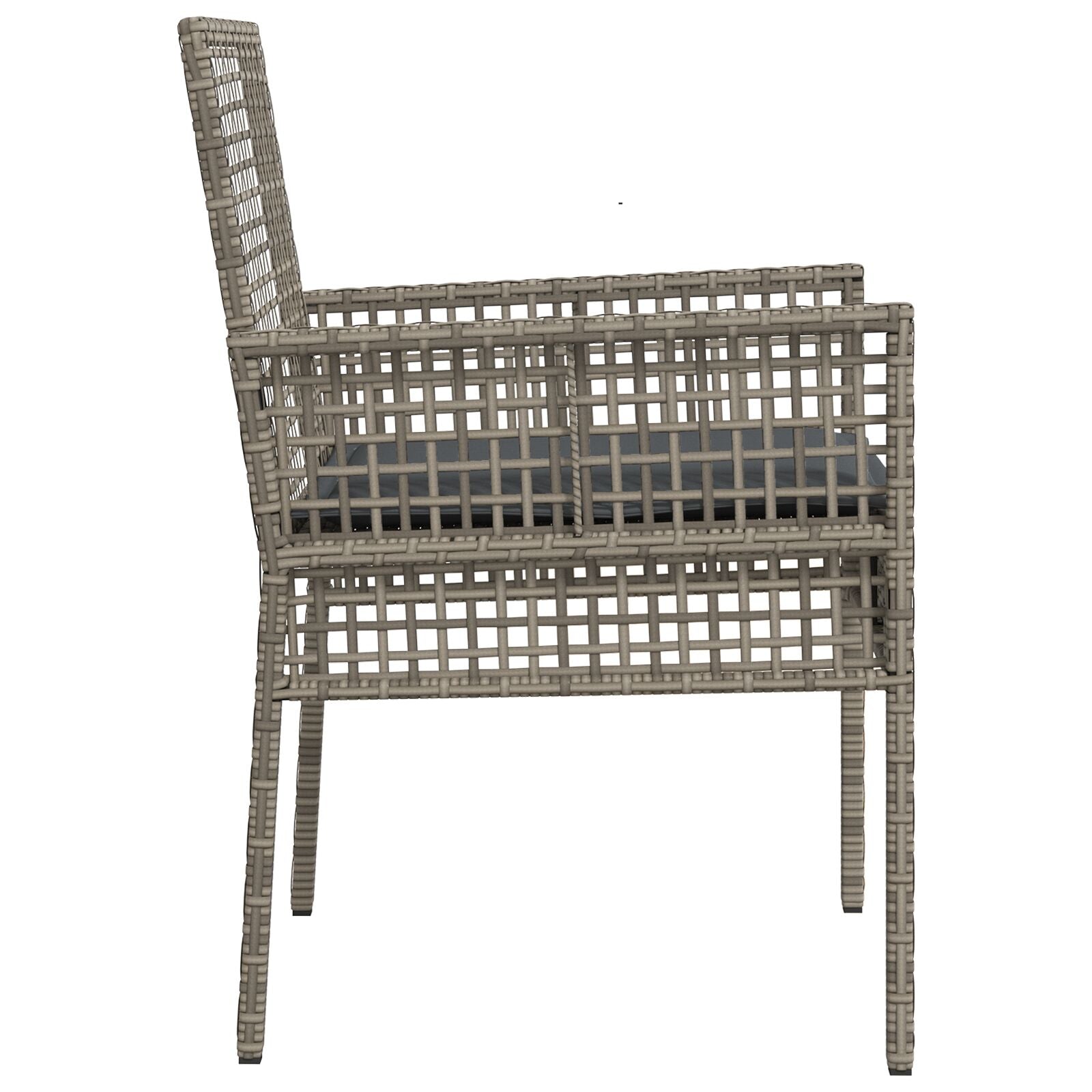 Tuinstoelen 2 Stuks Met Kussens Poly Rattan Grijs en donkergrijs
