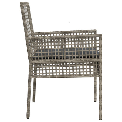 Tuinstoelen 2 Stuks Met Kussens Poly Rattan Grijs en donkergrijs