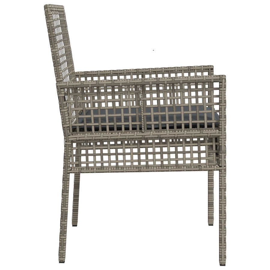 Tuinstoelen 2 Stuks Met Kussens Poly Rattan Grijs en donkergrijs