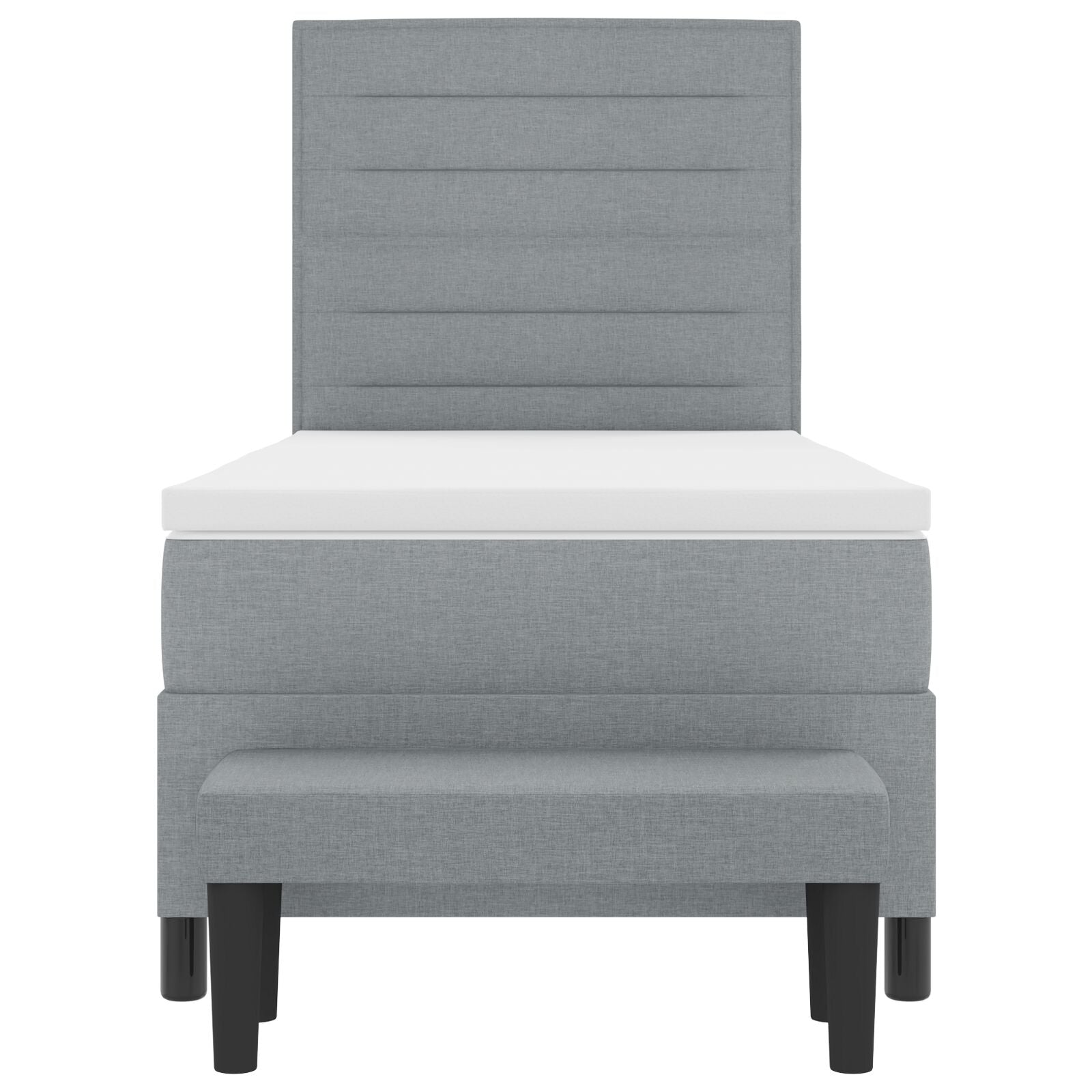 Boxspringbed Met Matras & Bank Stof Lichtgrijs 80 x 200 cm Lijnen ontwerp