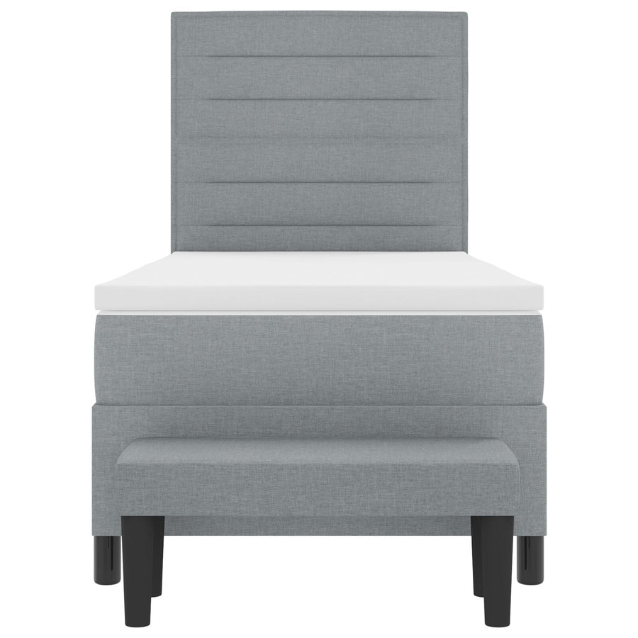 Boxspringbed Met Matras & Bank Stof Lichtgrijs 80 x 200 cm Lijnen ontwerp
