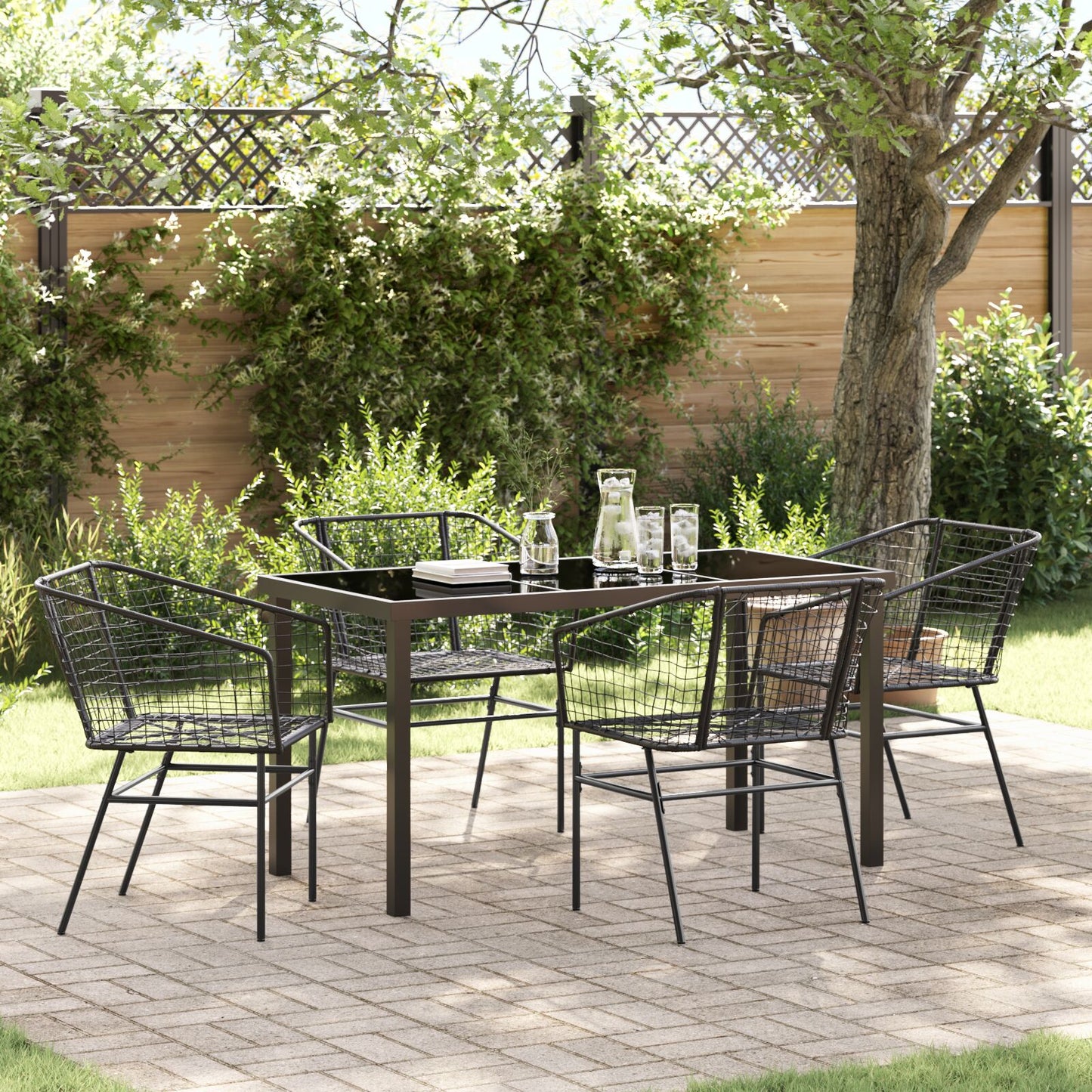 Set Van 3 Zwart Pe Rattan, Gepoedercoat Staal