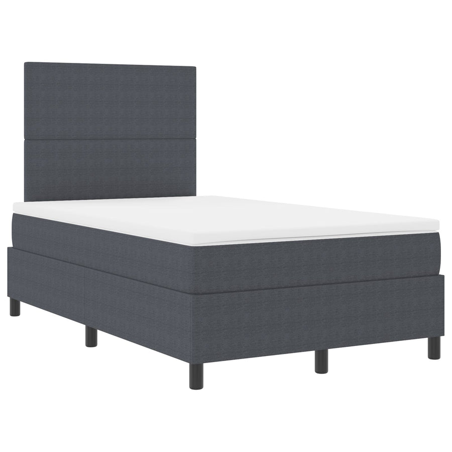 Boxspringbed Met Matras Donkergrijs 120X200 Cm Korduroy Stof