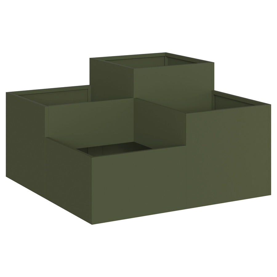 Tuin Plantenbak Olijf Groen Staal Olijfgroen 80 x 80 x 48 cm