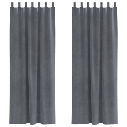 Blackout Gordijnen Met Hanglussen 2 Stuks Fluweel Super Lichtgrijs 140 x 225 cm met ophanglussen