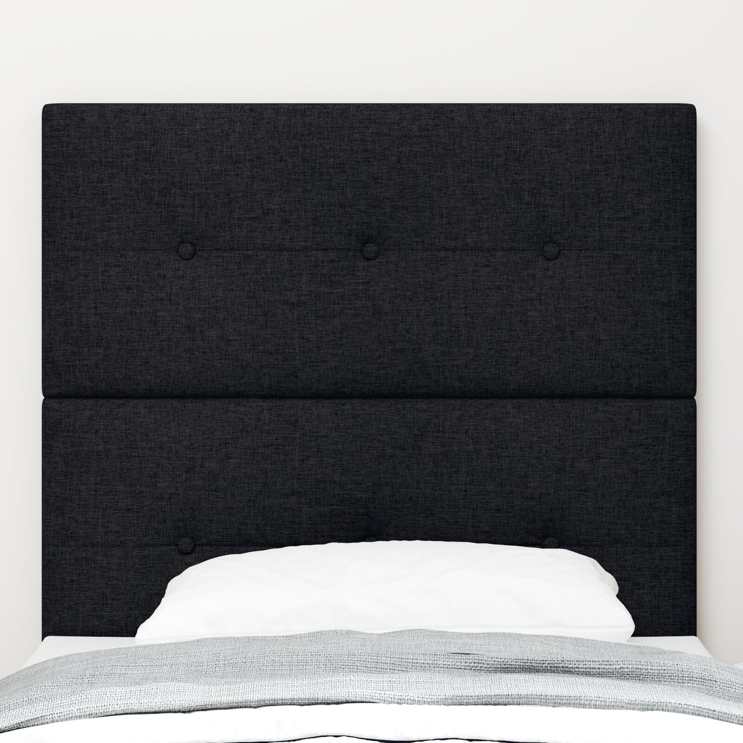 Hoofdbord Met Knopen Tufted Stof Zwart 90 cm Hoog hoofdbord