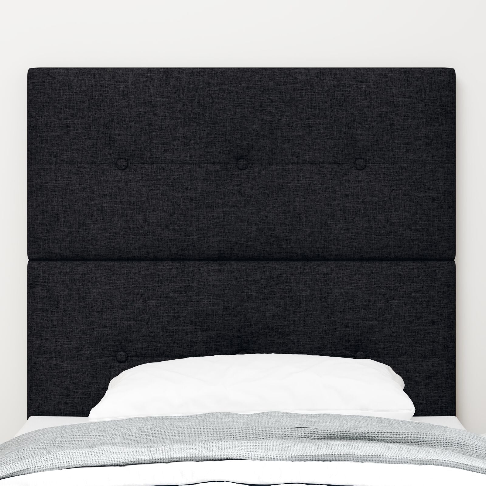 Hoofdbord Met Knopen Tufted Stof Zwart 90 cm Hoog hoofdbord