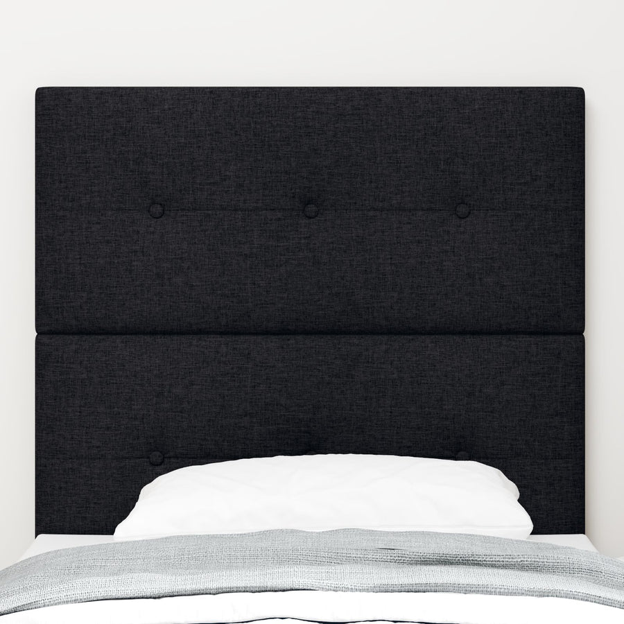 Hoofdbord Met Knopen Tufted Stof Zwart 90 cm Hoog hoofdbord