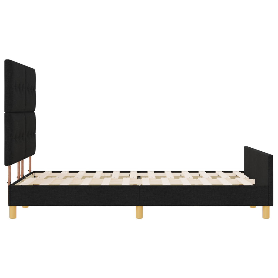 Bedframe Zwart 140X200 Cm Stof Crème