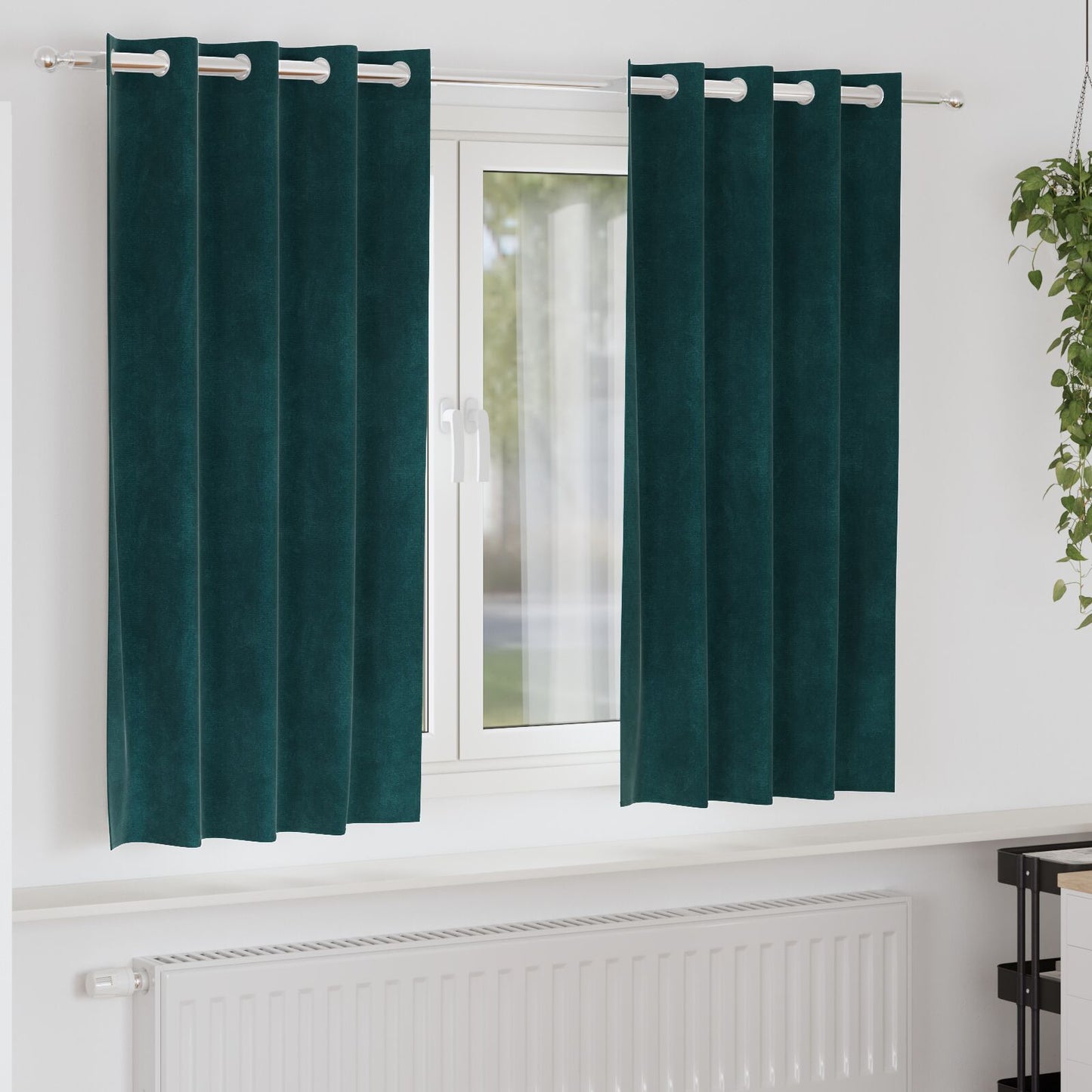 Zwartoutgordijnen 2 Stuks E Velours Donkergroen 140 x 175 cm met oogjes