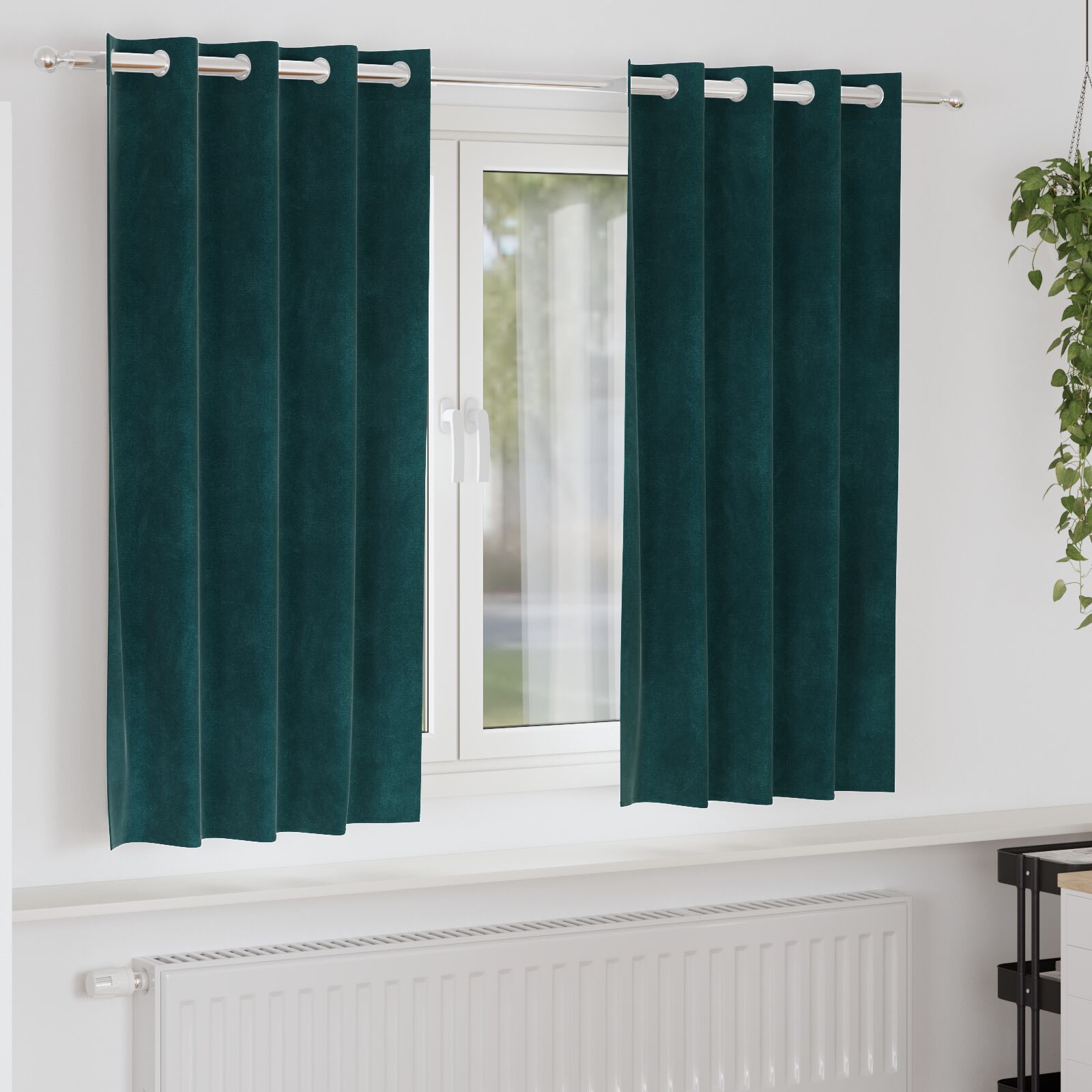 Zwartoutgordijnen 2 Stuks E Velours Donkergroen 140 x 175 cm met oogjes