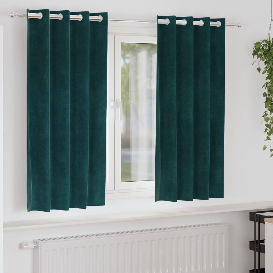 Zwartoutgordijnen 2 Stuks E Velours Donkergroen 140 x 175 cm met oogjes