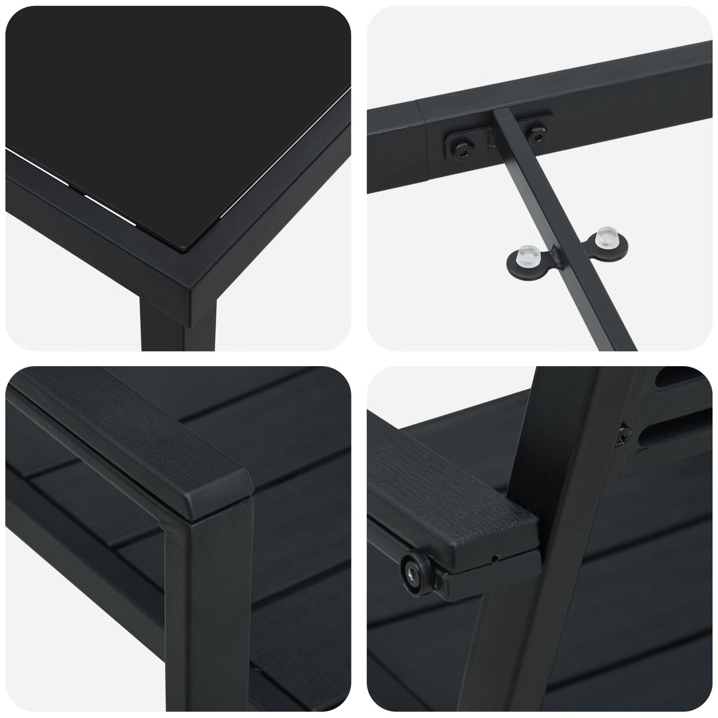 5-Delige Tuin Eetset Zwart Hdpe