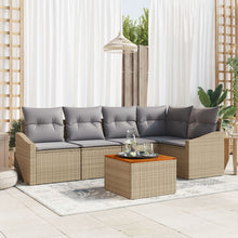 6-Delige Tuinbank Set Met Kussens Beige Poly Rattan Acacia