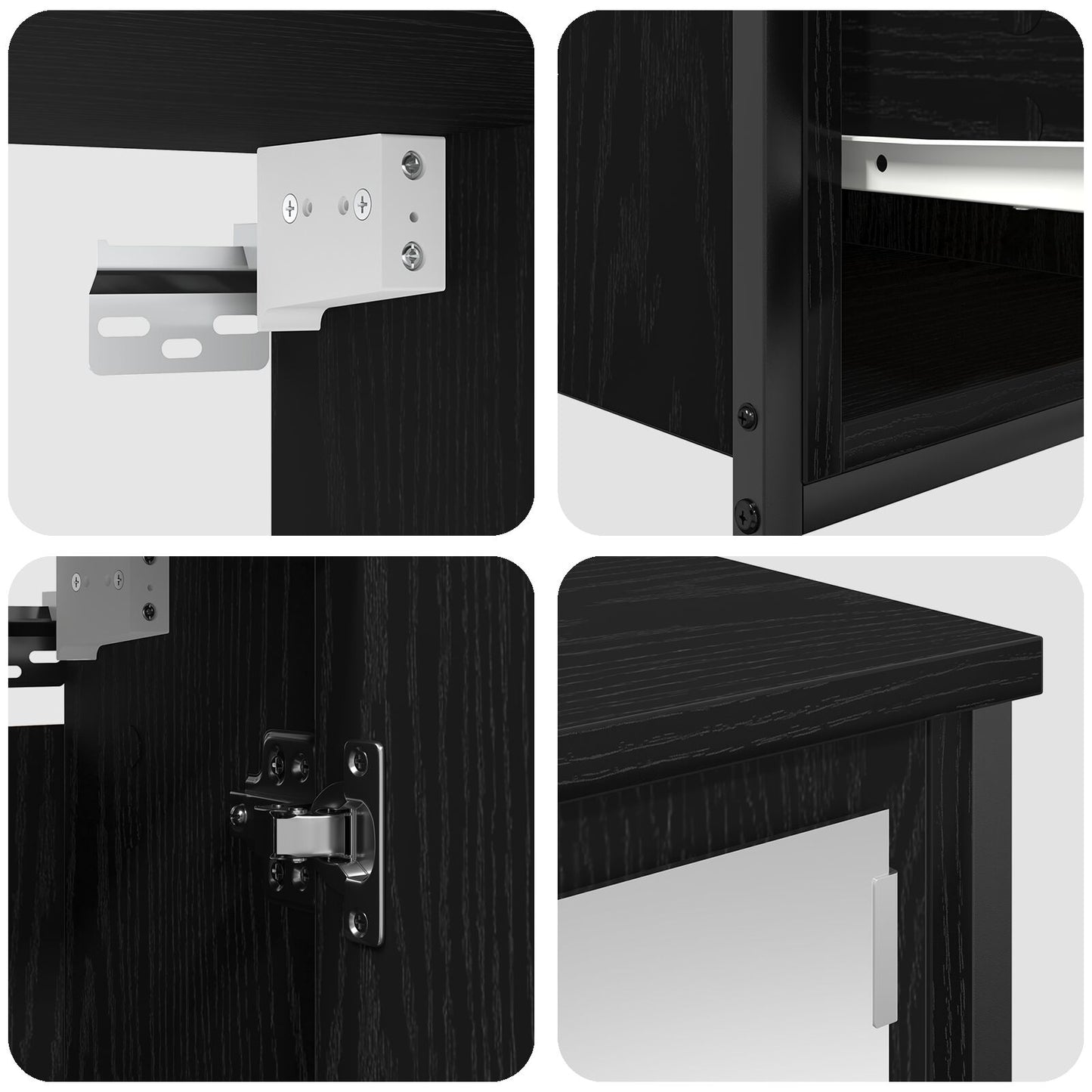 5-Delige Badkamermeubelset Engineered Hout Zwart eiken Waskast + wandkast + 3x badkamer kast