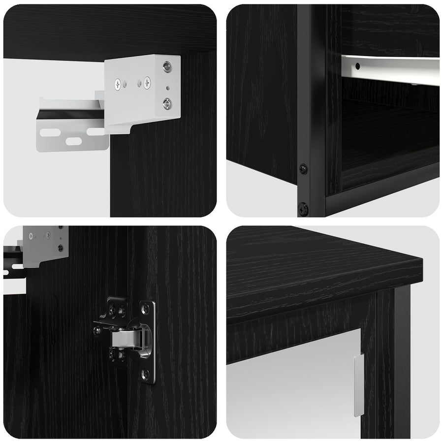 5-Delige Badkamermeubelset Engineered Hout Zwart eiken Waskast + wandkast + 3x badkamer kast
