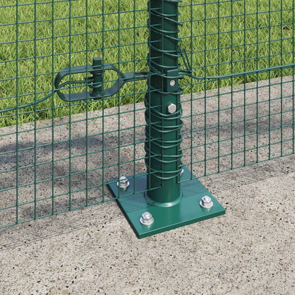 Gelaste Draadhek Met 7 Flanged Palen Groen 0.8X10 M Staal Gegalvaniseerd Staal