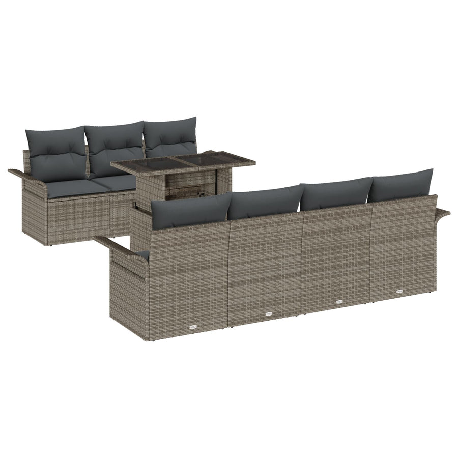 8-Delige Tuin Sofa Set Met Kussens Grijs Poly Rattan