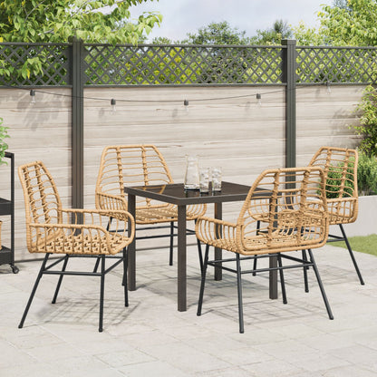 5-Delige Tuin Eetset Bruin Poly Rattan
