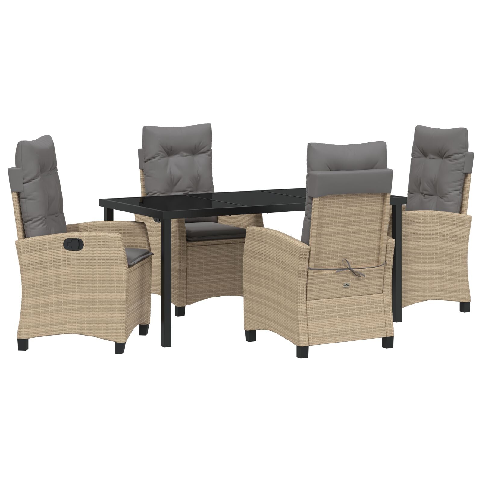 5-Delige Tuin Eettafelset Met Kussens Beige Poly Rattan