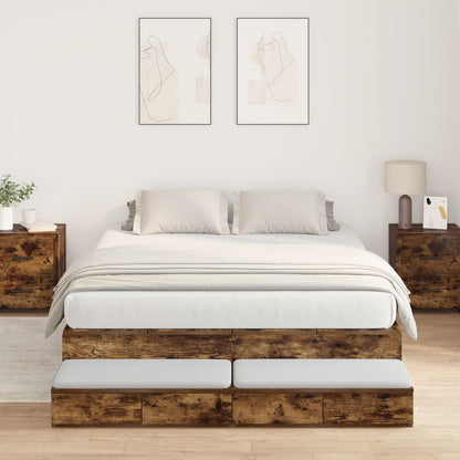 Opbergbedframe Gerookt Eiken 140X200 Cm Artisanaal Eiken