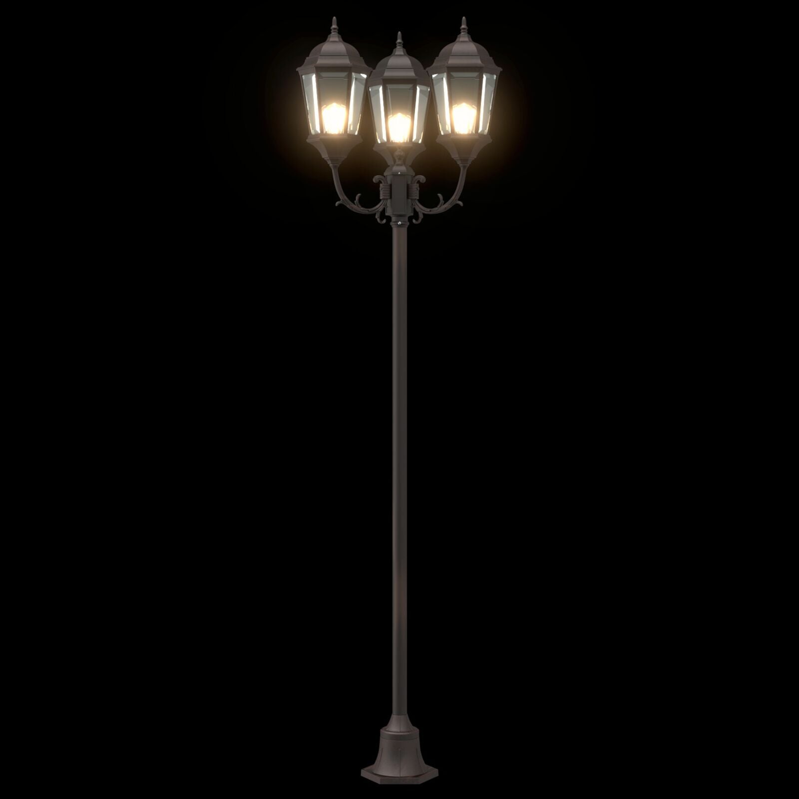 Tuinlichtpaal 3-Lamp E27 220 Cm Aluminium Brons