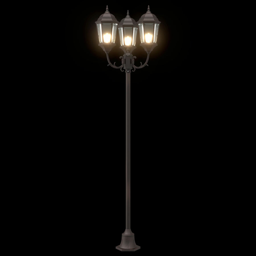 Tuinlichtpaal 3-Lamp E27 220 Cm Aluminium Brons
