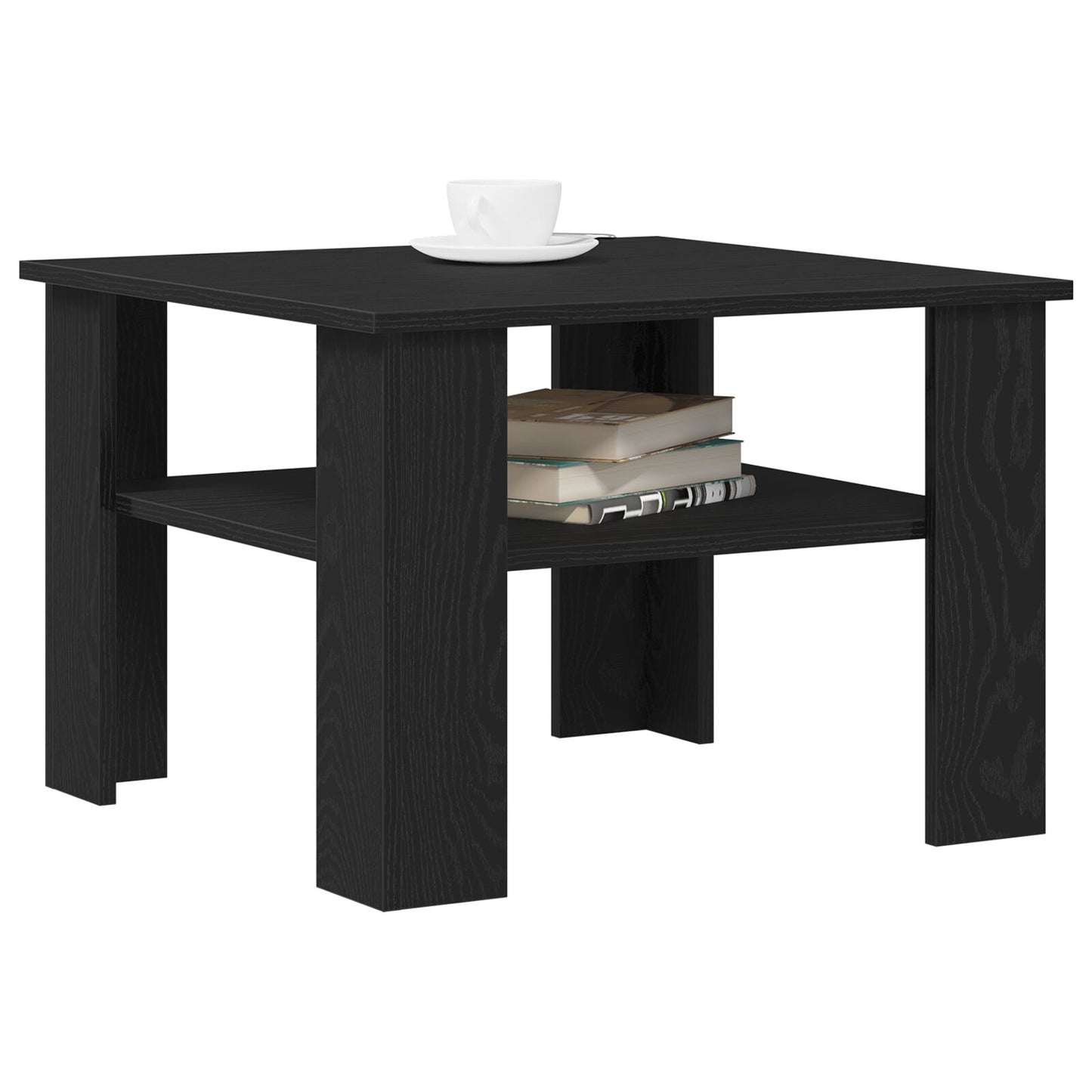 Salontafel Zwart Eiken 60X60X42 Cm Bewerkt Hout