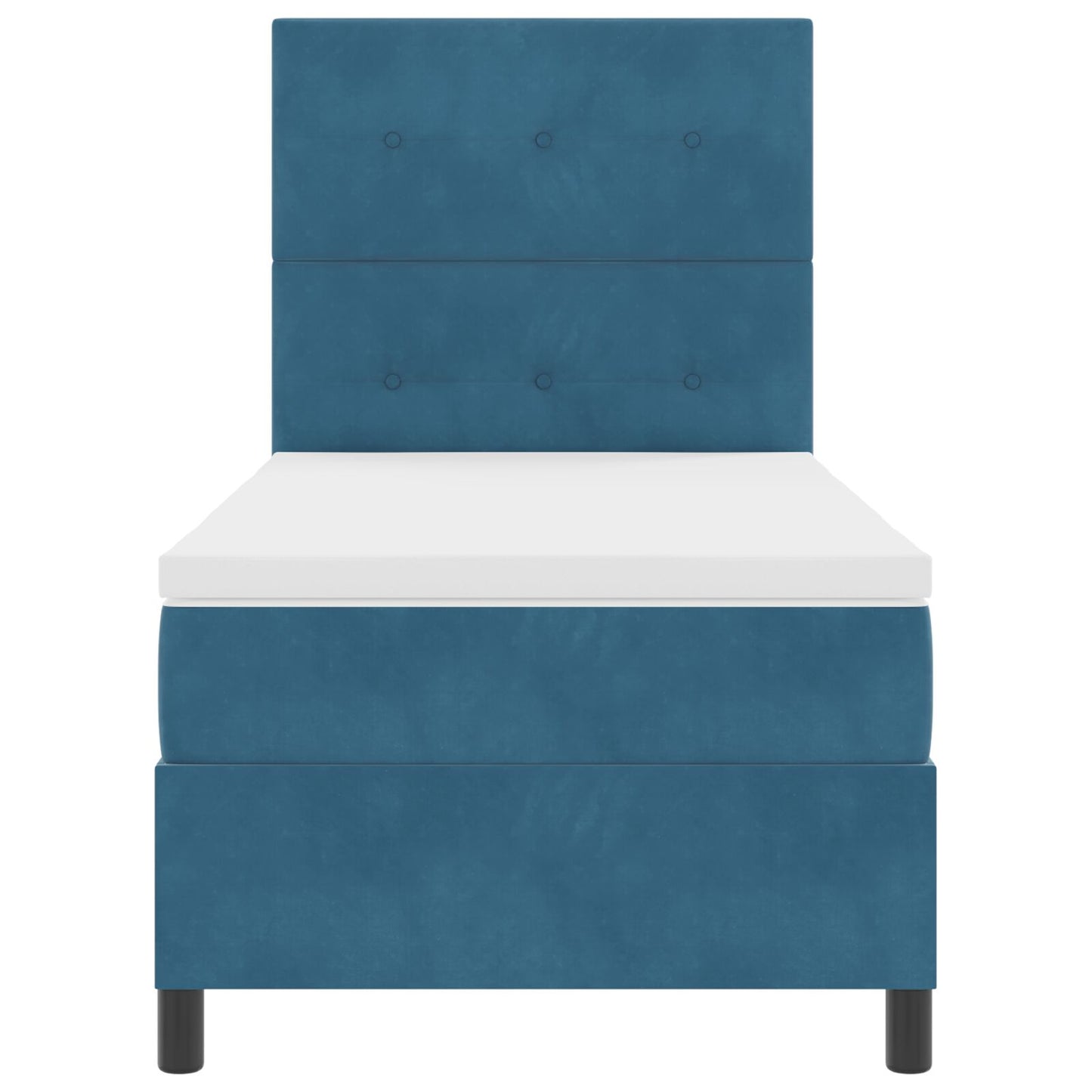Boxspringbed Met Matras Donkerblauw Enkel Fluweel Blauw