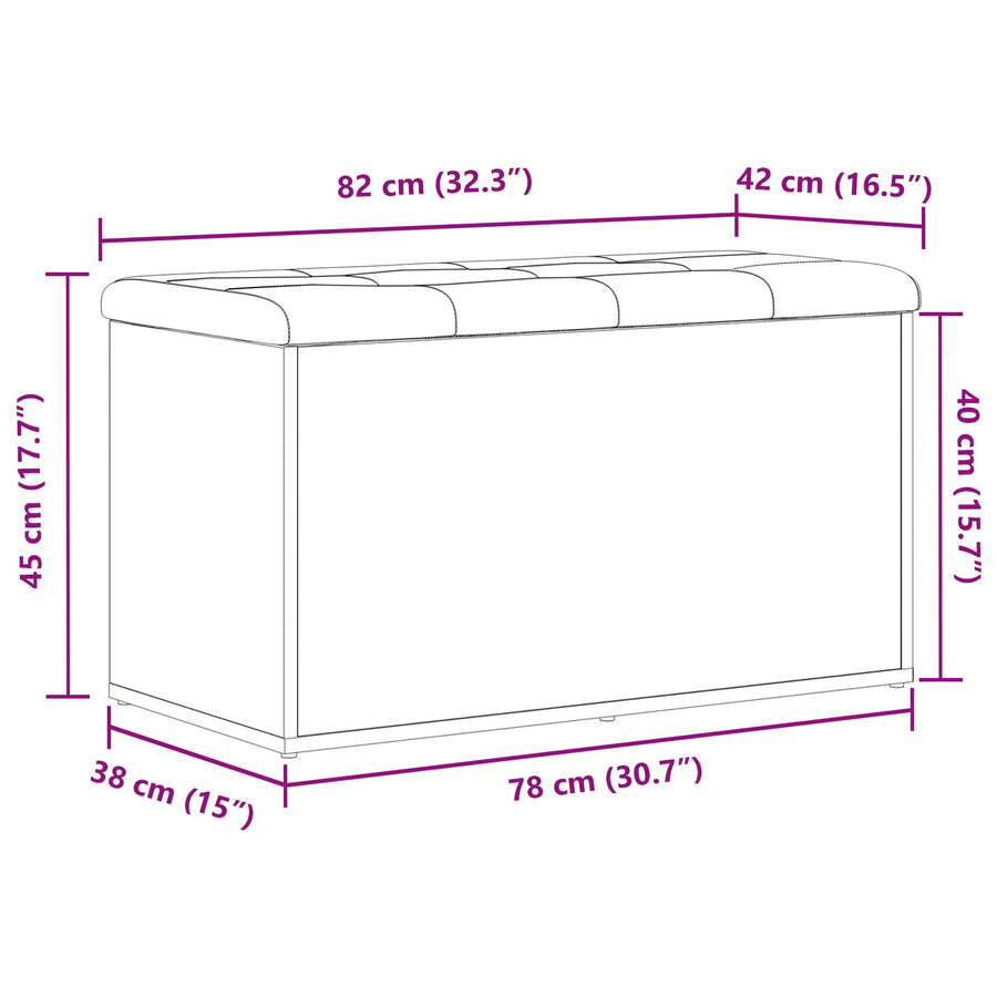 Opbergbank Engineered Wood Zwart eiken 80 x 40 x 45 cm