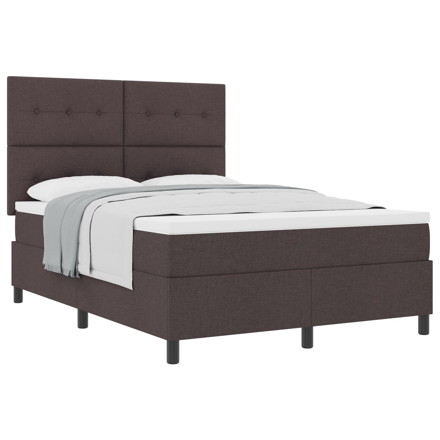Boxspringbed Met Matras Stof Donkerbruin 140 x 190 cm Met knopen