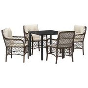 Tuinset poly rattan bruin 4 stoelen 1 tafel